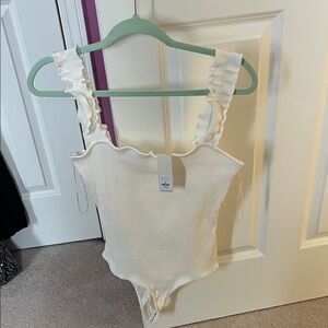 Cream Ruffled One Piece